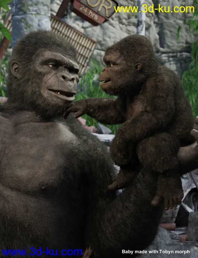Ape World Gorilla for Genesis 8 Male模型的图片8