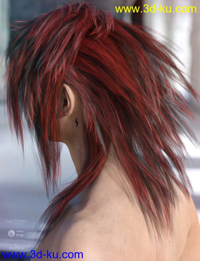 Bastien Hair for Genesis 3 & 8 Male(s)模型的图片7