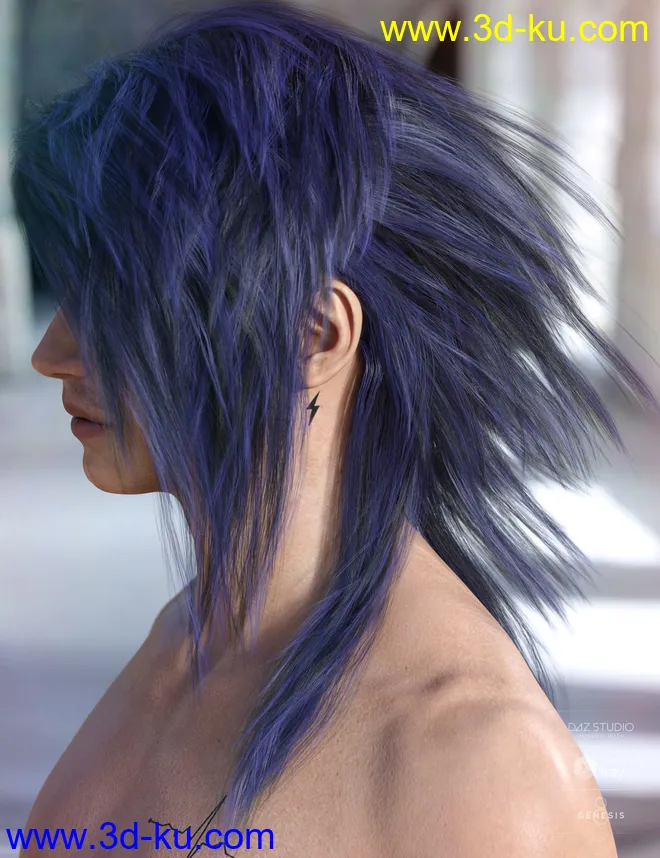 Bastien Hair for Genesis 3 & 8 Male(s)模型的图片9