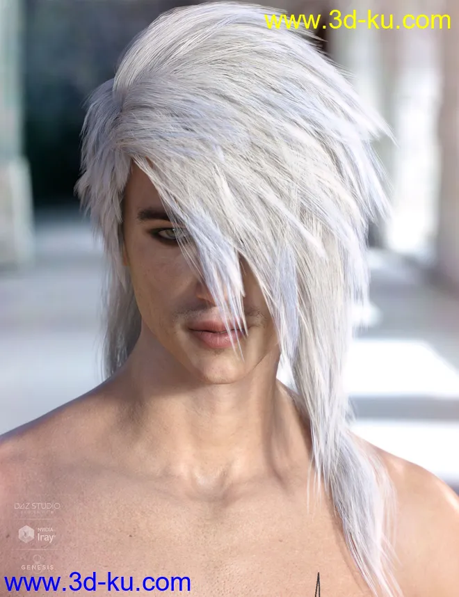 Bastien Hair for Genesis 3 & 8 Male(s)模型的图片12