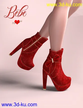 3D打印模型Bebe Bow Booties for Genesis 8 Female(s)的图片