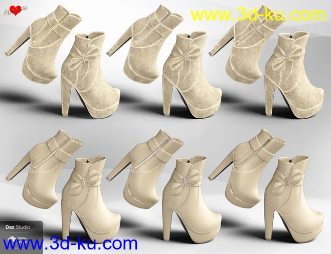 Bebe Bow Booties for Genesis 8 Female(s)模型的图片12