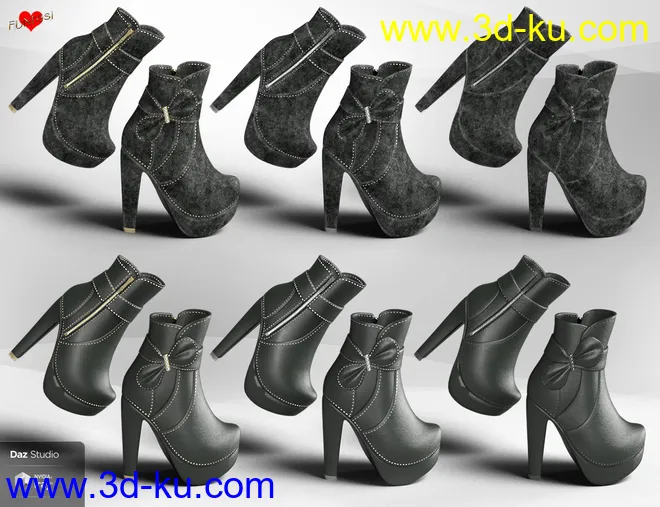 Bebe Bow Booties for Genesis 8 Female(s)模型的图片13