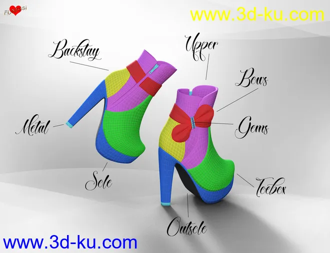 Bebe Bow Booties for Genesis 8 Female(s)模型的图片17