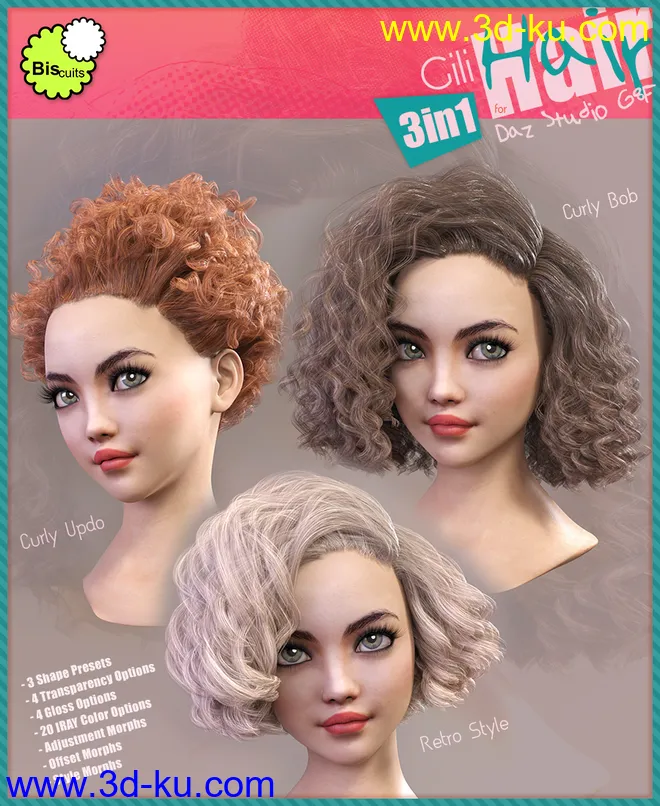 Biscuits Gili Hair 3in1 for G8F模型的图片1