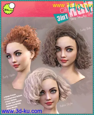 3D打印模型Biscuits Gili Hair 3in1 for G8F的图片