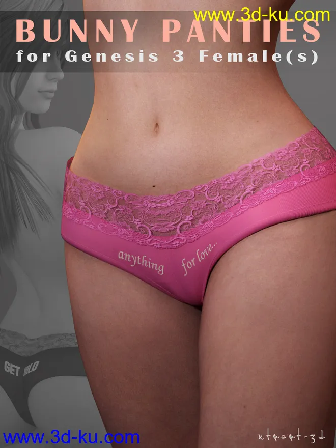 Bunny Panties for Genesis 3 Female模型的图片1