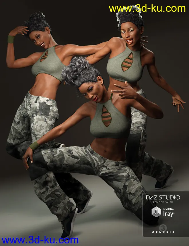 Capsces Hip Hop Poses and Expressions for Genesis 3 Female(s)模型的图片1