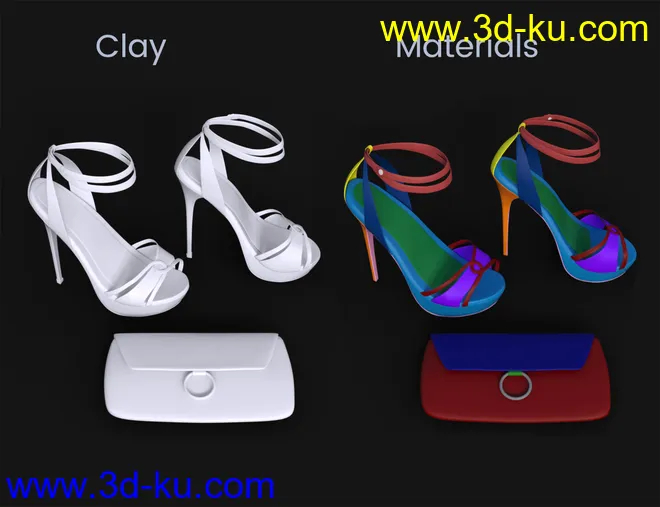 Chloe High Heels and Clutch for Genesis 8 Female(s)模型的图片8