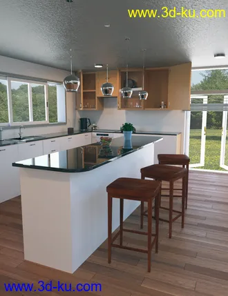 3D打印模型Contemporary Cabin Kitchen的图片