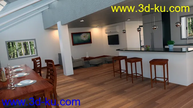 Contemporary Cabin Kitchen模型的图片2