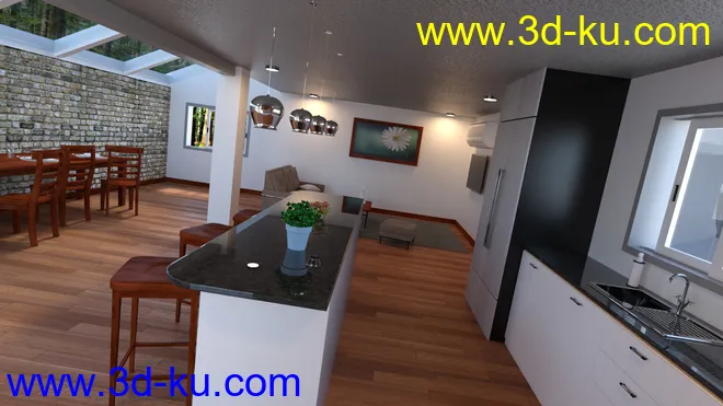 Contemporary Cabin Kitchen模型的图片3