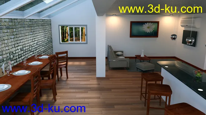 Contemporary Cabin Kitchen模型的图片6