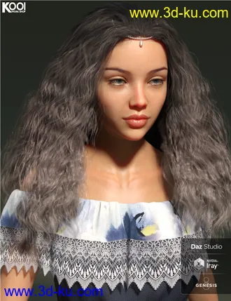 3D打印模型Cora Hair for Genesis 8 Female(s)的图片