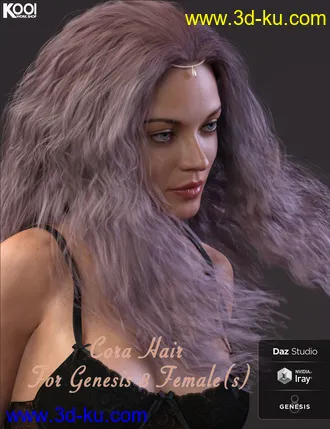 3D打印模型Cora Hair for Genesis 8 Female(s)的图片