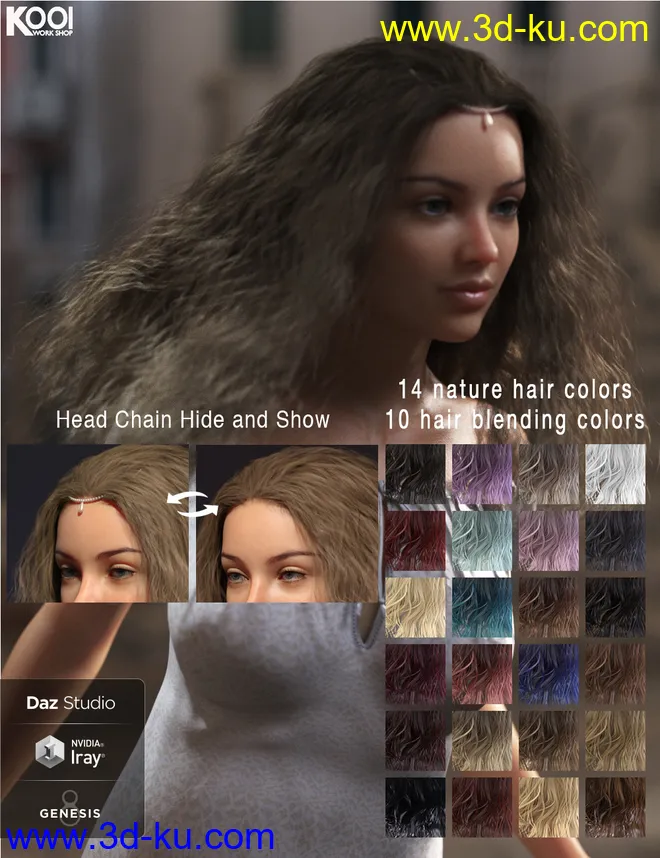 Cora Hair for Genesis 8 Female(s)模型的图片15