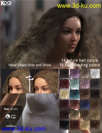 3D打印模型Cora Hair for Genesis 8 Female(s)的图片