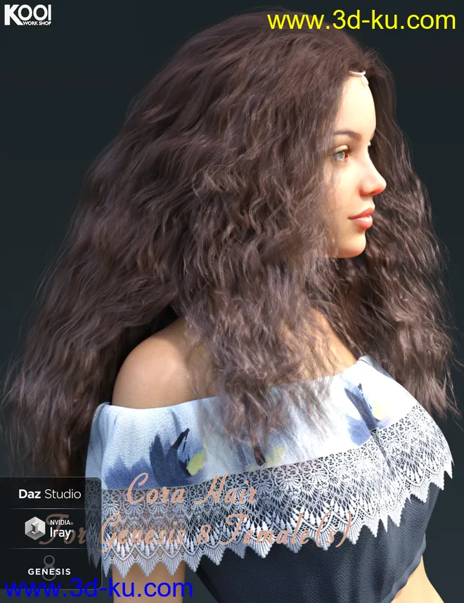 Cora Hair for Genesis 8 Female(s)模型的图片18