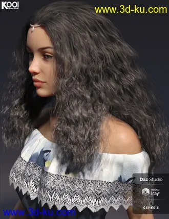3D打印模型Cora Hair for Genesis 8 Female(s)的图片