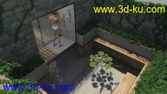 3D打印模型Cosy Bathroom with Rigged Shower and Poses for Genesis 8 Female的图片