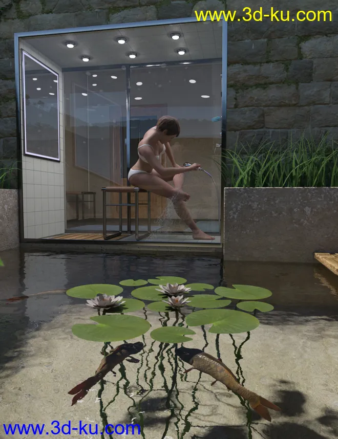 Cosy Bathroom with Rigged Shower and Poses for Genesis 8 Female模型的图片7