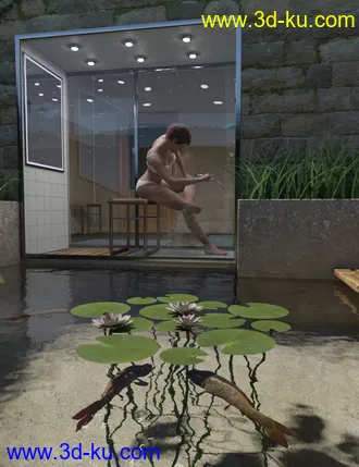 3D打印模型Cosy Bathroom with Rigged Shower and Poses for Genesis 8 Female的图片