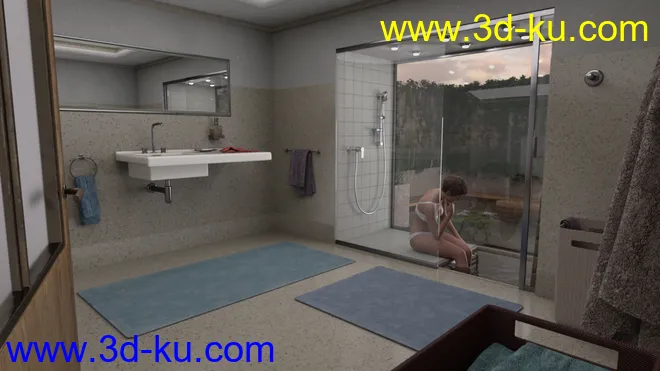 Cosy Bathroom with Rigged Shower and Poses for Genesis 8 Female模型的图片11