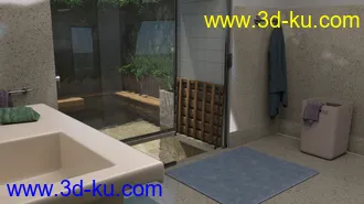 3D打印模型Cosy Bathroom with Rigged Shower and Poses for Genesis 8 Female的图片