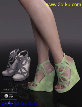 3D打印模型Cricket Wedge Sandals for Genesis 8 Female(s)的图片