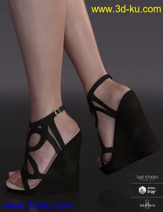 3D打印模型Cricket Wedge Sandals for Genesis 8 Female(s)的图片
