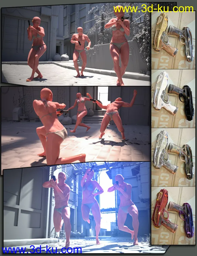 CS01 - Shooting Poses and Gun for Genesis 8模型的图片1