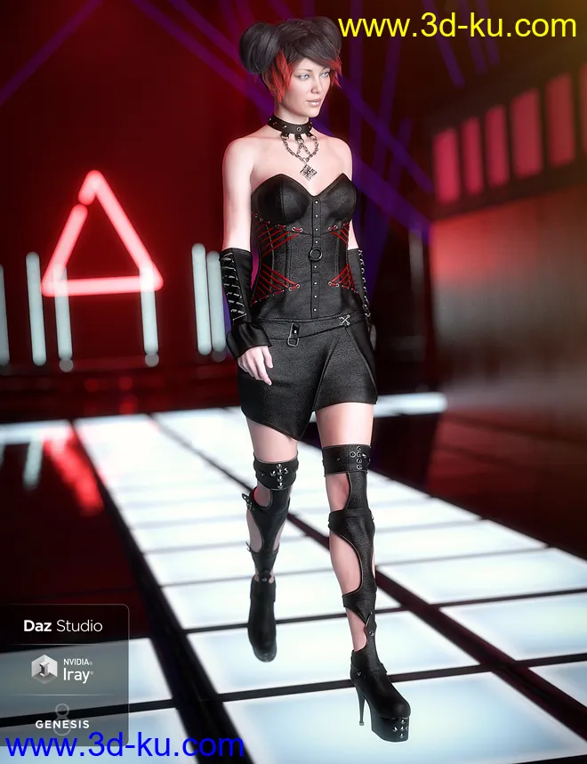 Dark Whispers Outfit for Genesis 8 Female(s)模型的图片1