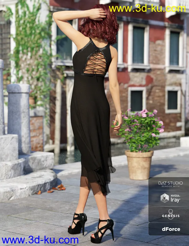 dForce 90's Girl Dress for Genesis 8 Female(s)模型的图片3