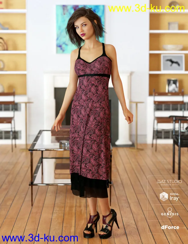 dForce 90's Girl Dress Textures模型的图片4