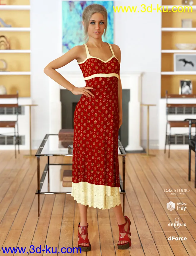 dForce 90's Girl Dress Textures模型的图片5