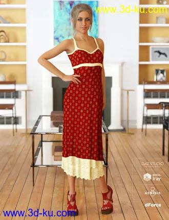 3D打印模型dForce 90's Girl Dress Textures的图片