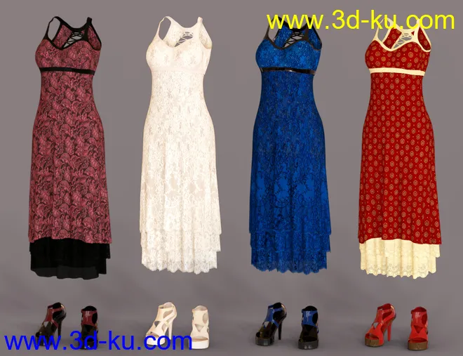 dForce 90's Girl Dress Textures模型的图片6