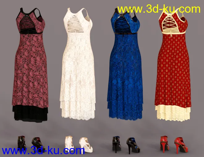 dForce 90's Girl Dress Textures模型的图片7