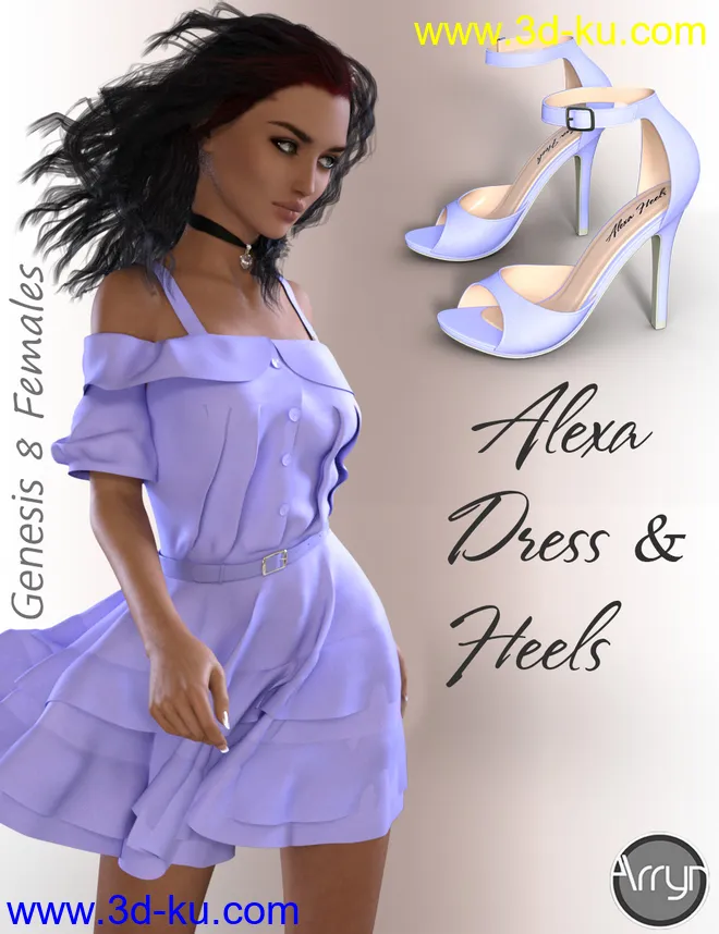 dForce Alexa Outfit for Genesis 8 Female(s)模型的图片3