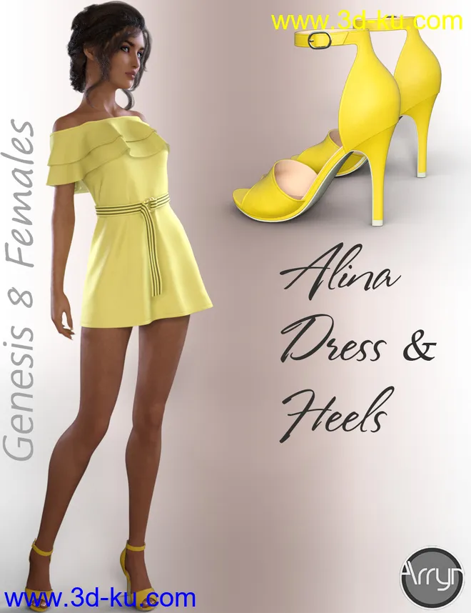 dForce Alina Outfit for Genesis 8 Female(s)模型的图片3