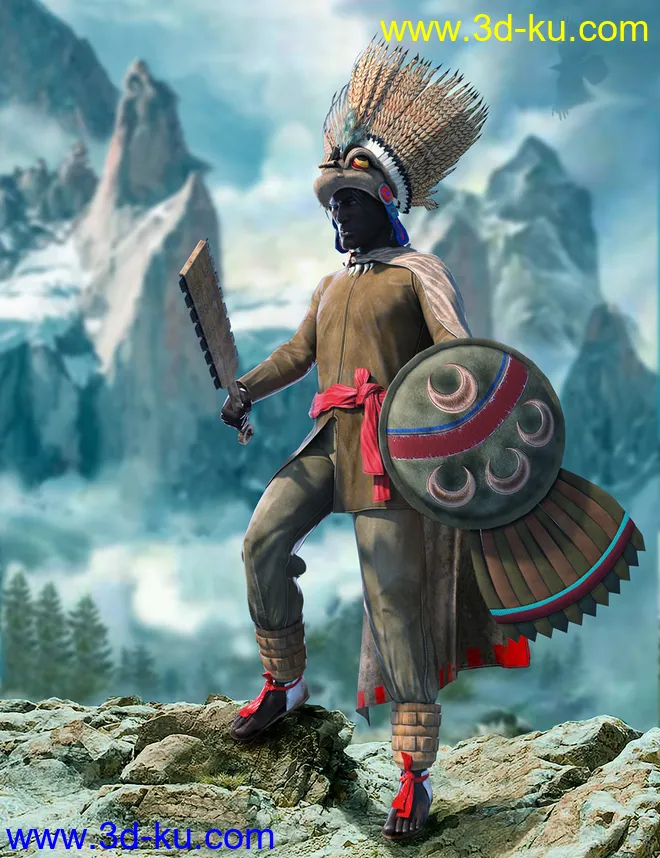 dForce Aztec Eagle Warrior Outfit for Genesis 8 Male(s)模型的图片1