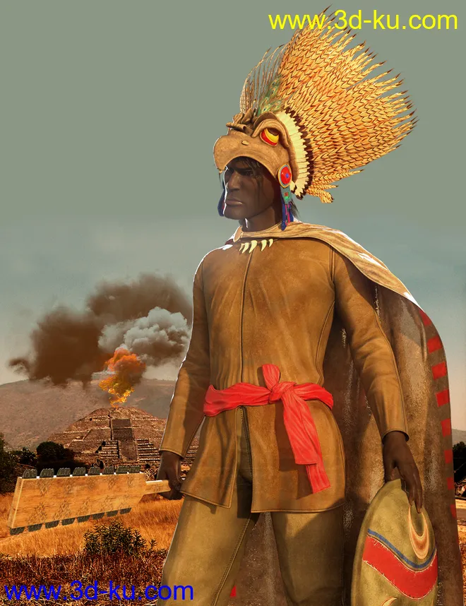 dForce Aztec Eagle Warrior Outfit for Genesis 8 Male(s)模型的图片4