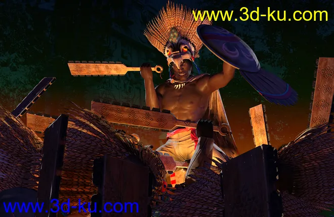 dForce Aztec Eagle Warrior Outfit for Genesis 8 Male(s)模型的图片8
