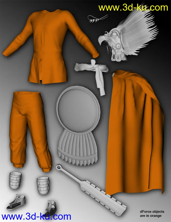 dForce Aztec Eagle Warrior Outfit for Genesis 8 Male(s)模型的图片9