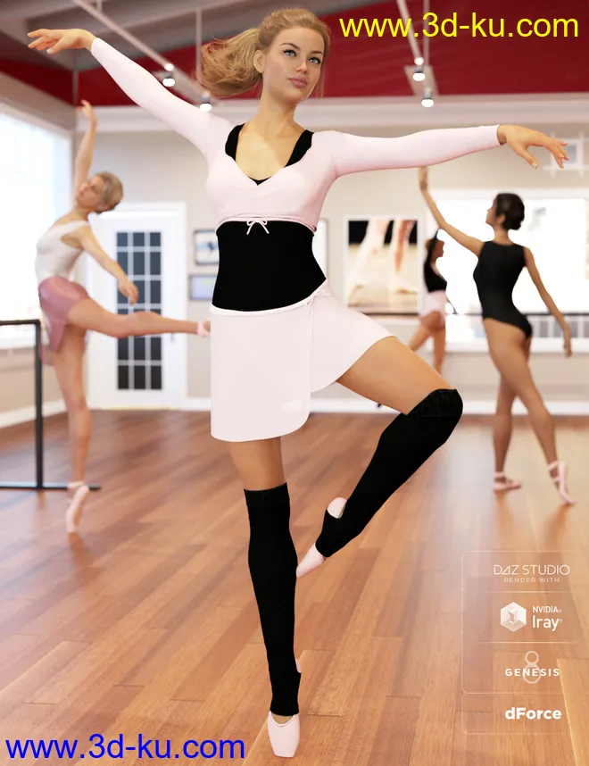dForce Ballet Practice Outfit for Genesis 8 Female(s)模型的图片1