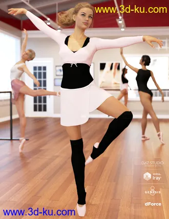 3D打印模型dForce Ballet Practice Outfit for Genesis 8 Female(s)的图片