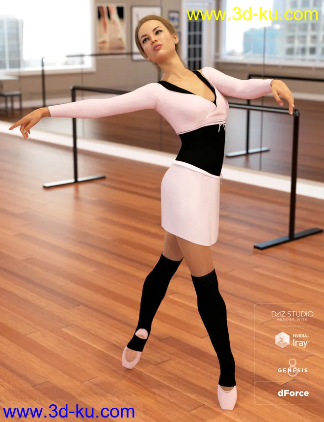 dForce Ballet Practice Outfit for Genesis 8 Female(s)模型的图片2