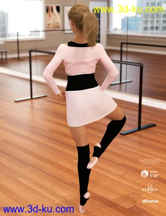 3D打印模型dForce Ballet Practice Outfit for Genesis 8 Female(s)的图片