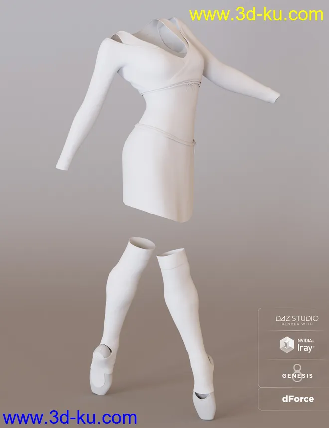 dForce Ballet Practice Outfit for Genesis 8 Female(s)模型的图片5