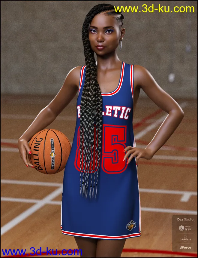 dForce Basketball Dress for Genesis 8 Female模型的图片1